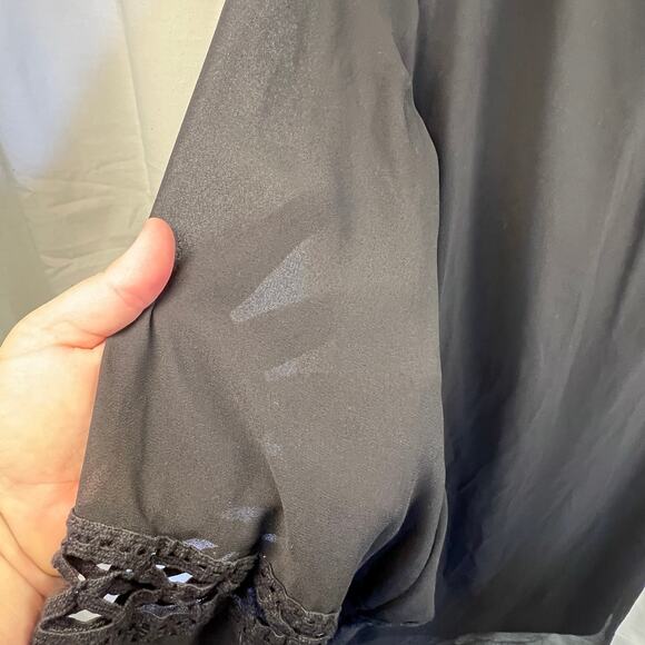 BCX Chiffon Shift Dress 3/4 Sleeve Scoop Neck Bell Sleeve Black XL - Picture 8 of 11